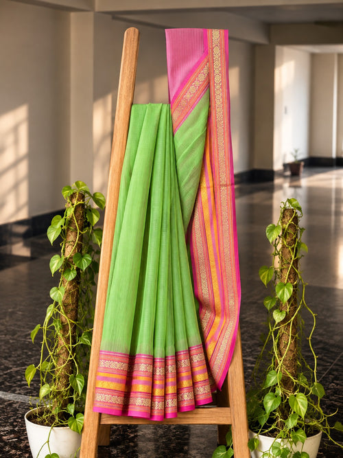 Rangrez saree in Parrot Green
