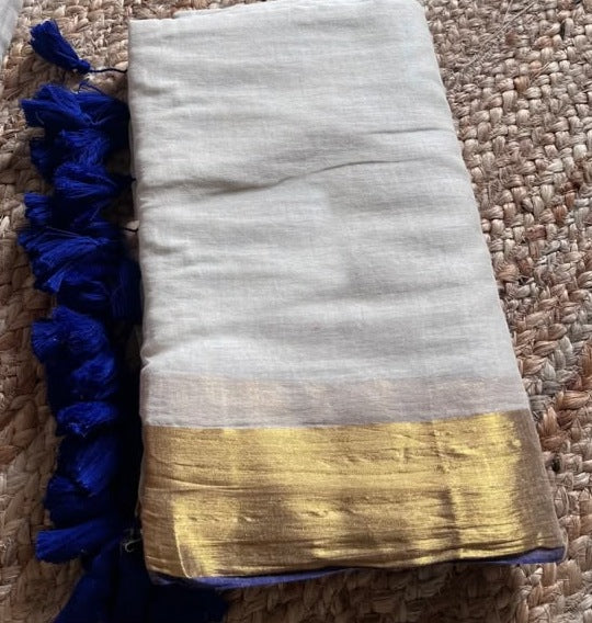 Kinara saree in Beige & Blue