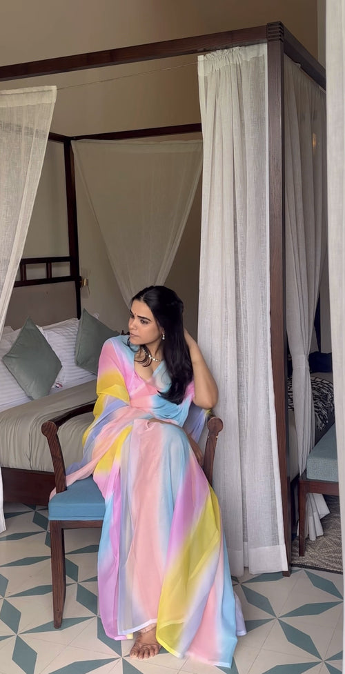Cassata – Pastel Ombré Chiffon Saree
