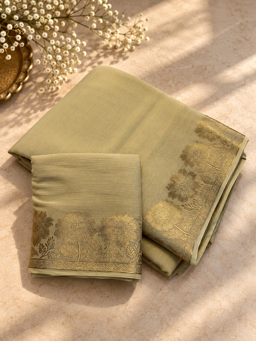Zari Bagh saree in Pista Green