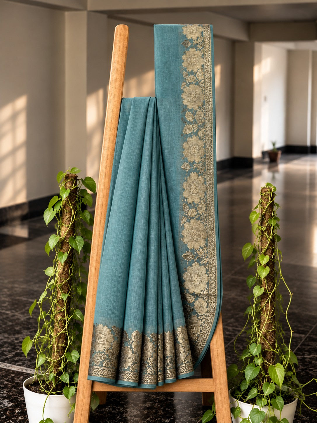 Zari Bagh saree in Teal