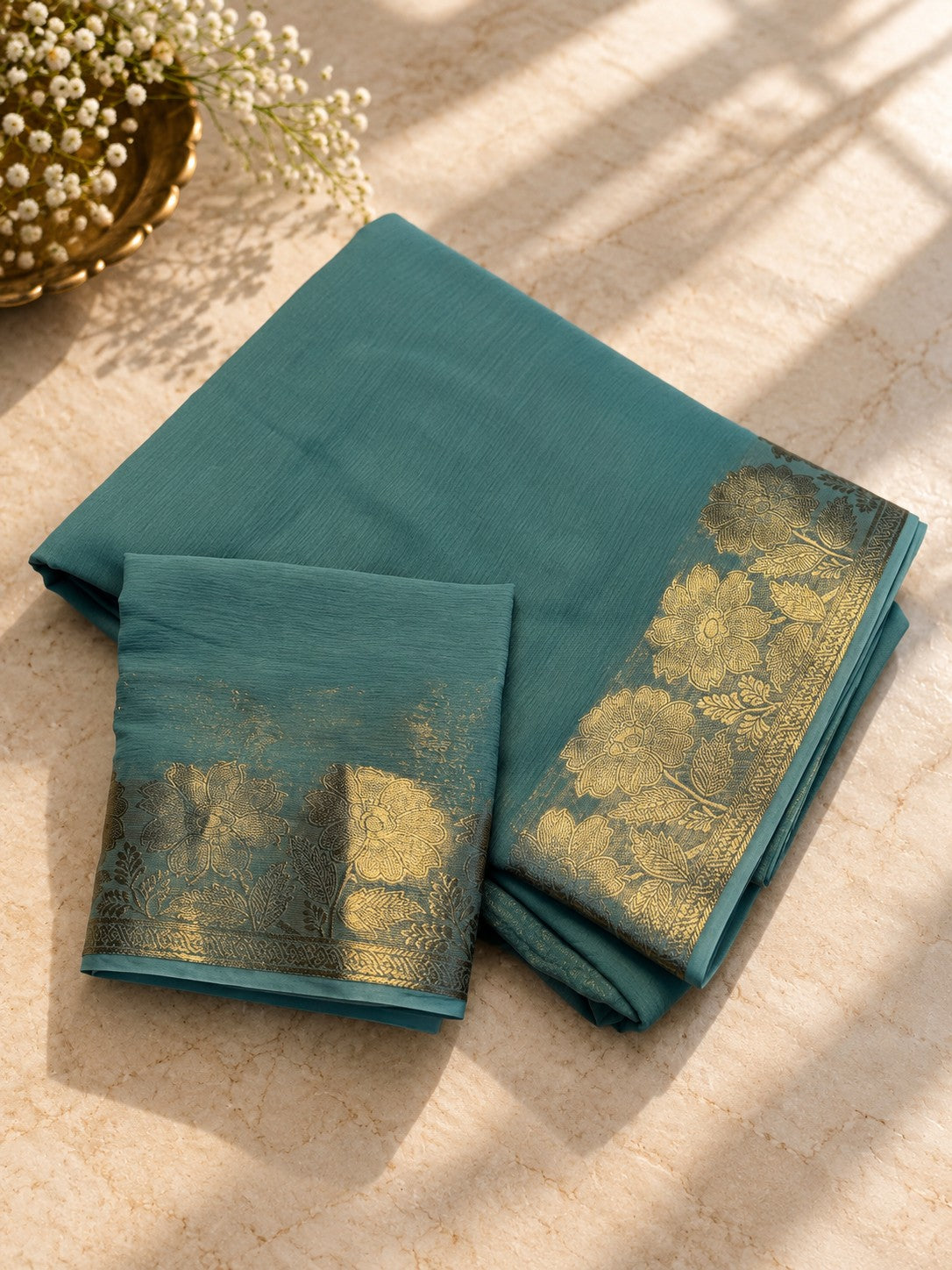 Zari Bagh saree in Teal
